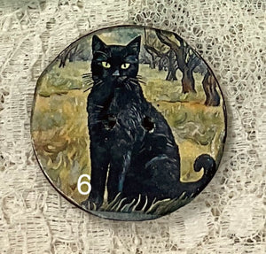 1.18” Buttons- Black cats-Van Gogh style - assorted- Handcrafted -price is per button