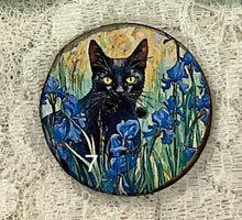 Load image into Gallery viewer, 1.18” Buttons- Black cats-Van Gogh style - assorted- Handcrafted -price is per button
