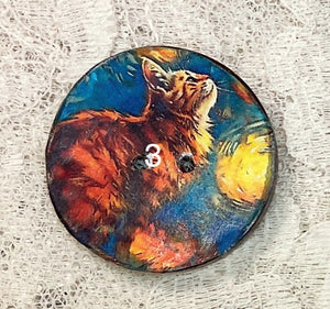 1.18” Buttons-Black or Orange cats-Van Gogh style - assorted- Handcrafted -price is per button