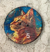 Load image into Gallery viewer, 1.18” Buttons-Black or Orange cats-Van Gogh style - assorted- Handcrafted -price is per button
