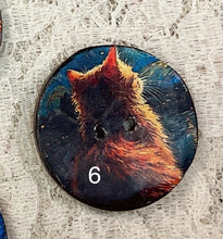 Load image into Gallery viewer, 1.18” Buttons-Black or Orange cats-Van Gogh style - assorted- Handcrafted -price is per button
