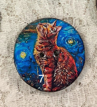 Load image into Gallery viewer, 1.18” Buttons-Black or Orange cats-Van Gogh style - assorted- Handcrafted -price is per button
