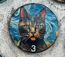 Load image into Gallery viewer, 1.18” Buttons- Assorted cats-Van Gogh style - assorted- Handcrafted -price is per button
