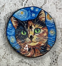 Load image into Gallery viewer, 1.18” Buttons- Assorted cats-Van Gogh style - assorted- Handcrafted -price is per button
