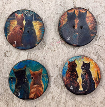 Load image into Gallery viewer, 1.18” Buttons-2 cats-Van Gogh style - assorted- Handcrafted -price is per button
