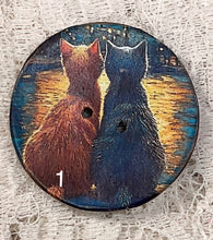 Load image into Gallery viewer, 1.18” Buttons-2 cats-Van Gogh style - assorted- Handcrafted -price is per button
