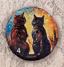 Load image into Gallery viewer, 1.18” Buttons-2 cats-Van Gogh style - assorted- Handcrafted -price is per button
