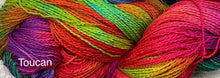 Load image into Gallery viewer, Organic Cotton -fingering wt Yarn- 520 yds- Mango-Hydrangea-Toucan- great Adirondack Yarn
