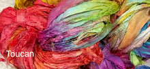 Load image into Gallery viewer, Sari Silk Yarn -50 yds- hand dyed colors-Toucan-Hydrangea- Great Adirondack
