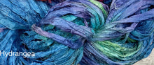 Load image into Gallery viewer, Sari Silk Yarn -50 yds- hand dyed colors-Toucan-Hydrangea- Great Adirondack
