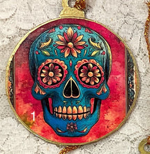 Load image into Gallery viewer, 3” ornaments- Day of the Dead- Sugar Skulls- assorted- holiday-Christmas-gift-price per ornament
