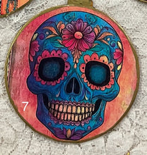 Load image into Gallery viewer, 3” ornaments- Day of the Dead- Sugar Skulls- assorted- holiday-Christmas-gift-price per ornament
