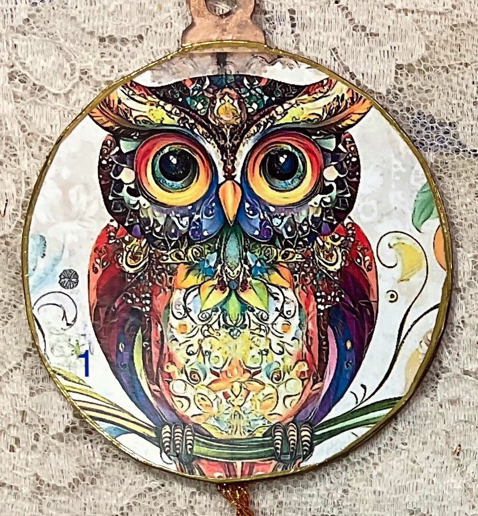 3” ornaments- Owls- assorted- zen doodles-holiday-Christmas-gift-price per ornament