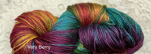 Silk Bamboo sport wt Yarn 325 yds Hand Dyed Colors-Very Berry-Painted Desert -Great Adirondack