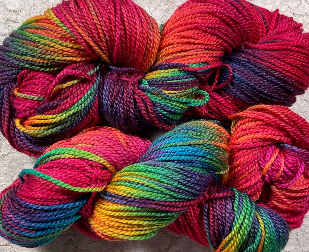 Silk Merino -dk wt yarn- 246 yds-hand dyed -Watermelon -Great Adirondack