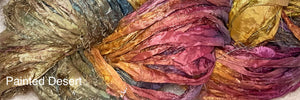 Sari Silk Yarn -50 yds- hand dyed colors-Bali Brights-Black Gray-Painted Desert- Great Adirondack