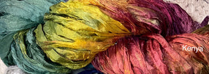 Sari Silk Yarn -50 yds- hand dyed colors- Beach House-Blueberry-Songbird-Kenya-Great Adirondack