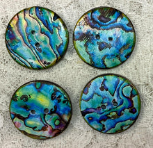 Load image into Gallery viewer, 1.18”  Abalone-Paui shell prints -assorted- embellishment- clothing- accents-trim -mixed media -great adirondack-price is per button.
