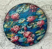 Load image into Gallery viewer, 1.18” Buttons- Water Lilies-Claude Monet style-assorted 1thru 7-Great Adirondack-handcrafted-price is per button
