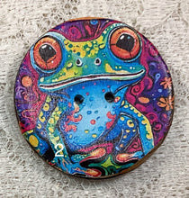 Load image into Gallery viewer, 1.18” Buttons- colorful Frogs -assorted- embellishment- clothing- -mixed media -great adirondack -price is per button

