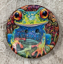 Load image into Gallery viewer, 1.18” Buttons- colorful Frogs -assorted- embellishment- clothing- -mixed media -great adirondack -price is per button
