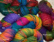 Load image into Gallery viewer, Sparkle Sock Merino Superwash Yarn 420 yds Hand Dyed - stained glass-bali-southwest-plum loco
