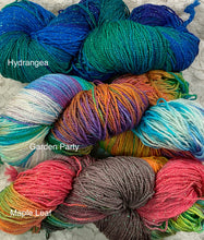 Load image into Gallery viewer, Sparkle Sock Merino Superwash Yarn 420 yds Hand Dyed - Hydrangea-Garden Party-Maple Leaf

