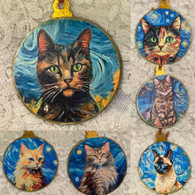 Load image into Gallery viewer, 3” ornaments- Cats-Van Gogh style- assorted-2- holiday-Christmas-gift-price per ornament
