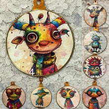Load image into Gallery viewer, 3” ornaments-funny funky creatures-assorted-holiday-Christmas-gift-price per ornament
