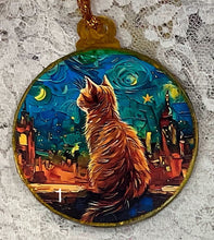 Load image into Gallery viewer, 3” ornaments- Cats-Van Gogh style- 3-assorted- holiday-special occasion-gift-price per ornament
