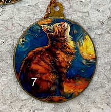 Load image into Gallery viewer, 3” ornaments- Cats-Van Gogh style- 3-assorted- holiday-special occasion-gift-price per ornament
