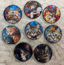 Load image into Gallery viewer, 1.18” buttons-Sleeping Cats -Fluffy cats-calico cats-assorted-Great Adirondack-handcrafted-price is per button
