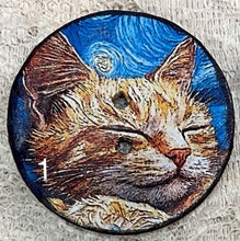 Load image into Gallery viewer, 1.18” buttons-Sleeping Cats -Fluffy cats-calico cats-assorted-Great Adirondack-handcrafted-price is per button
