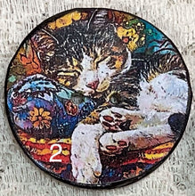 Load image into Gallery viewer, 1.18” buttons-Sleeping Cats -Fluffy cats-calico cats-assorted-Great Adirondack-handcrafted-price is per button
