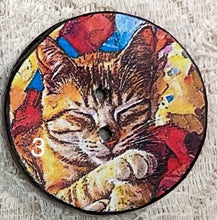 Load image into Gallery viewer, 1.18” buttons-Sleeping Cats -Fluffy cats-calico cats-assorted-Great Adirondack-handcrafted-price is per button
