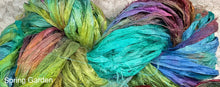 Load image into Gallery viewer, Sari Silk Yarn -50 yds- hand dyed -Old English- Spring Garden-Great Adirondack

