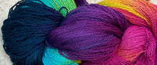 Load image into Gallery viewer, Organic Cotton fingering wt Yarn 520 yds - hand dyed- Toucan-pansy- Great Adirondack
