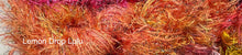 Load image into Gallery viewer, Novelty  Fringe Yarn with Crystal Flash -75 yds -Hand dyed colors-Eggplant Eddie-Melon Mollie-Lemondrop Lulu-Fiesta-Seamist-Great Adirondack
