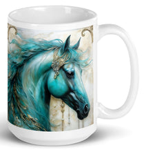 Load image into Gallery viewer, Horse Mug-assorted prints - White glossy mug- Great Adirondack Yarn

