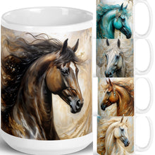 Load image into Gallery viewer, Horse Mug-assorted prints - White glossy mug- Great Adirondack Yarn
