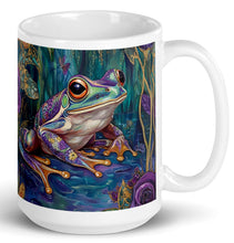 Load image into Gallery viewer, Whimsical Frogs-assorted prints - White glossy mug- Great Adirondack Yarn
