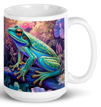 Load image into Gallery viewer, Whimsical Frogs-assorted prints - White glossy mug- Great Adirondack Yarn
