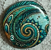 Load image into Gallery viewer, 1.18” or 1.50” Buttons- colorful swirls-paisleys -assorted-Great Adirondack- handcrafted-price is per button
