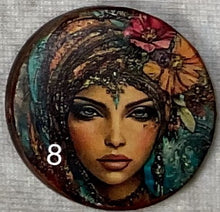Load image into Gallery viewer, 1.18” or 1.50” Buttons-faces-bohemian women-assorted- Handcrafted -price is per button
