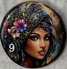Load image into Gallery viewer, 1.18” or 1.50” Buttons-faces-bohemian women-assorted- Handcrafted -price is per button
