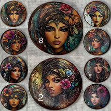 Load image into Gallery viewer, 1” or 1.18”beads- faces-bohemian women-assorted- Handcrafted -price is per button
