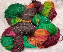 Load image into Gallery viewer, Tweedy Dk Merino superwash-232 yds-maple leaf-jelly bean- eggplant eddie-bronzite-Hand Dyed colors-Great Adirondack
