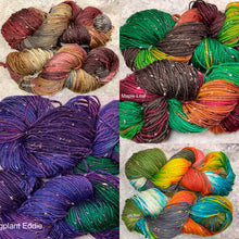 Load image into Gallery viewer, Tweedy Dk Merino superwash-232 yds-maple leaf-jelly bean- eggplant eddie-bronzite-Hand Dyed colors-Great Adirondack
