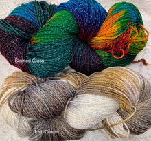 Load image into Gallery viewer, Goldi Socks sparkle Merino Superwash Yarn 437 yds Hand Dyed -stained glass-irish cream-Great Adirondack
