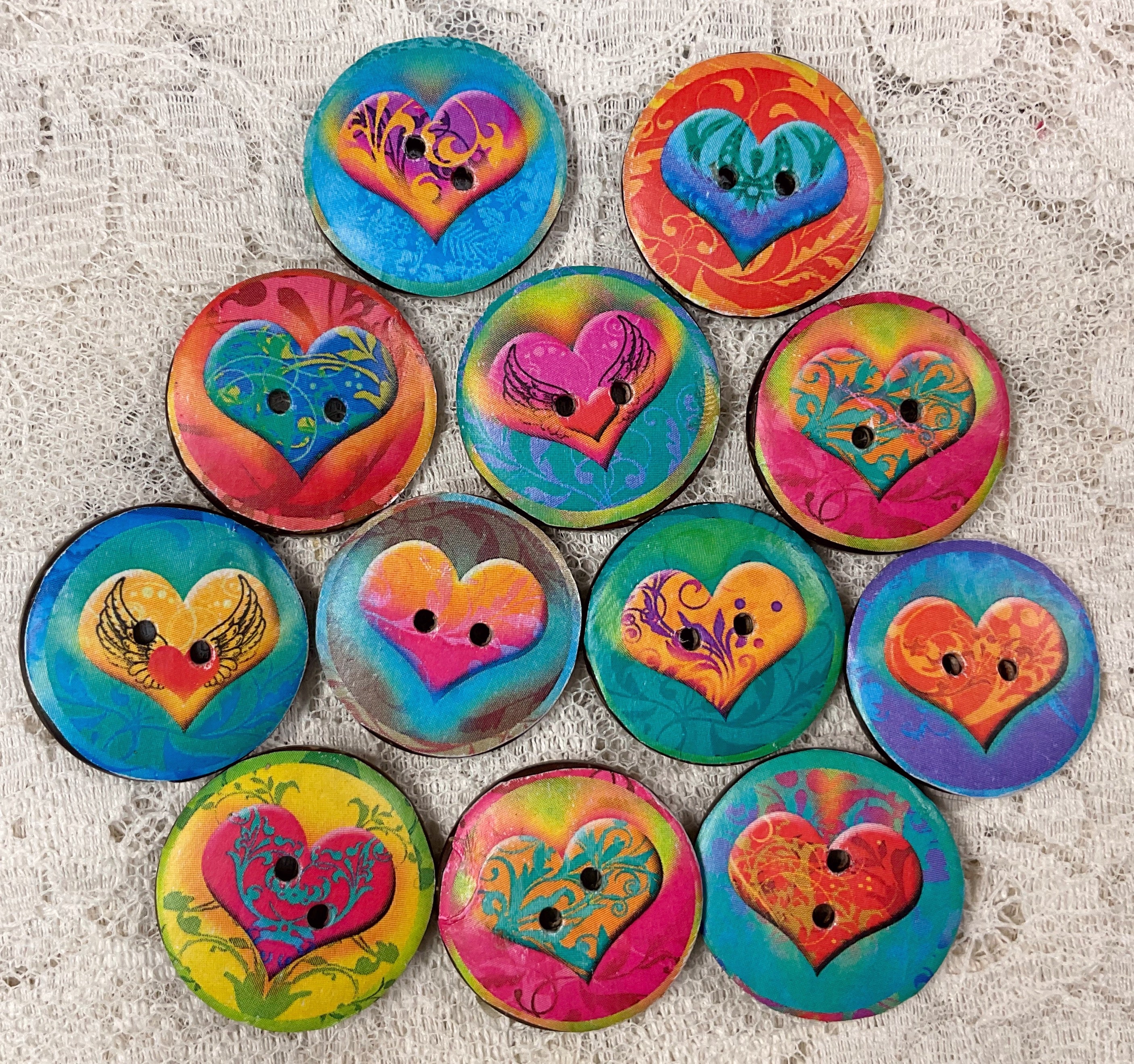 Large Buttons 1 and 1/2” Fabric and wood handcrafted assorted colors –  Sweet Horse Design Co